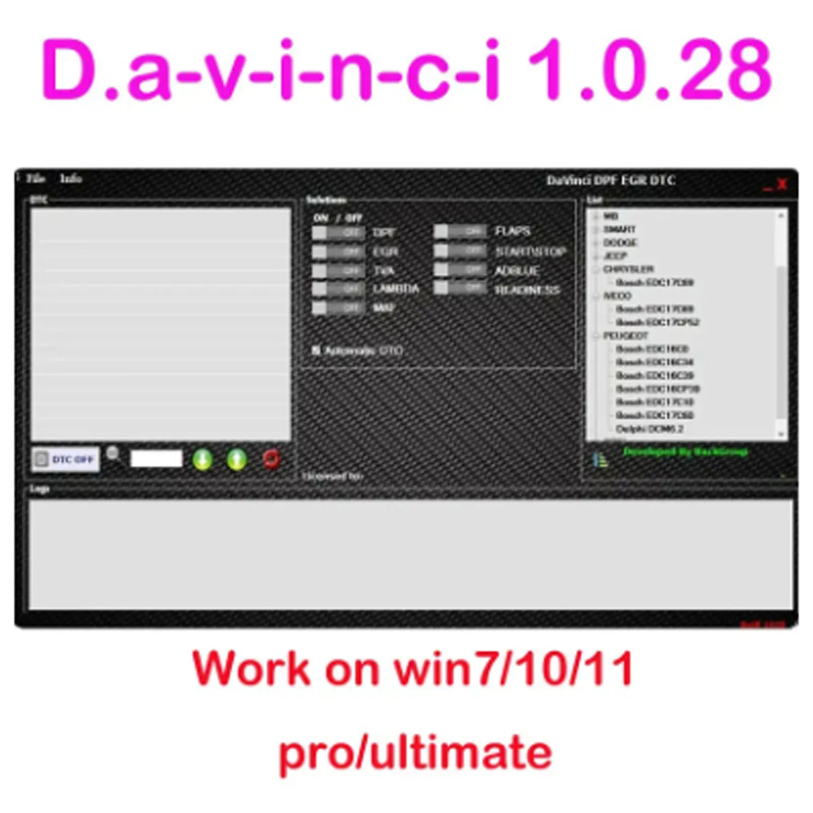 2025 Davincie 1.0.28 pro ECU Automotive Diagnostic Software Compatible with Windows 7 Supports KESS/KTAG for Programming-6