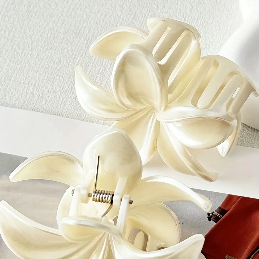 1pc Acrylic Flower Hair Claw, Elegant & Chic, Large Size, Floral Design, Versatile Hair Accessory for Half-Up Hairstyles-3