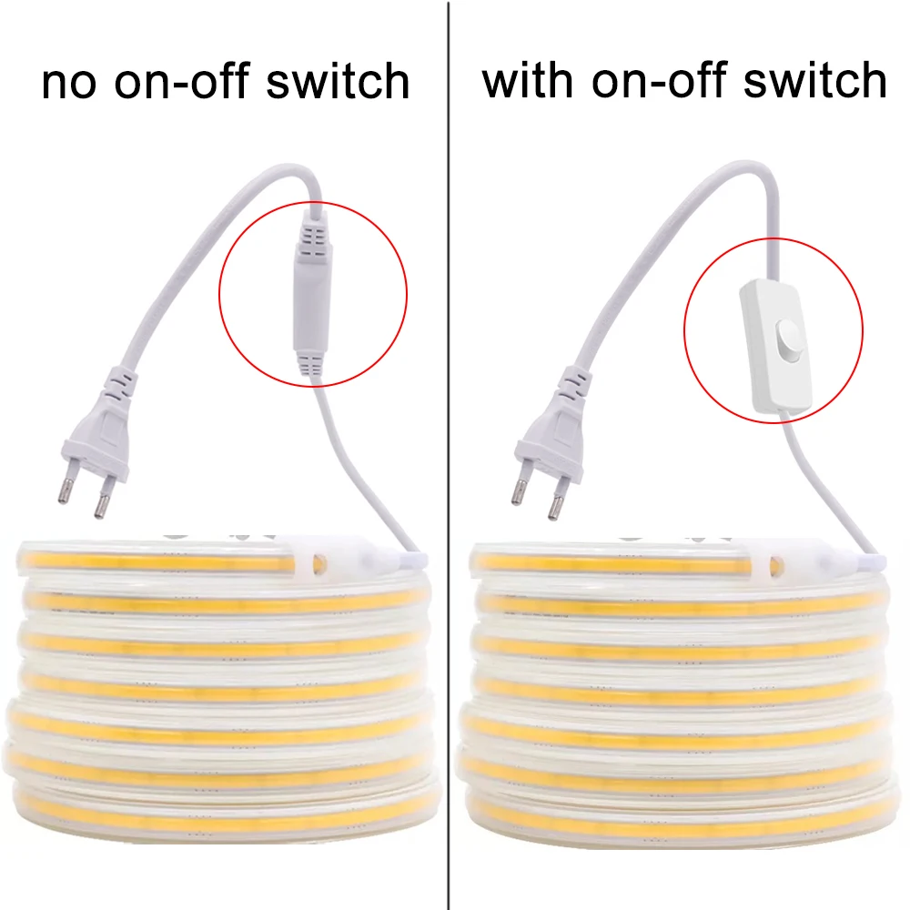 220V Led Strip High Brightness Waterproof COB LED Strip 220V Flexible Ribbon for Room Bedroom Kitchen Outdoor Garden Lighting-4