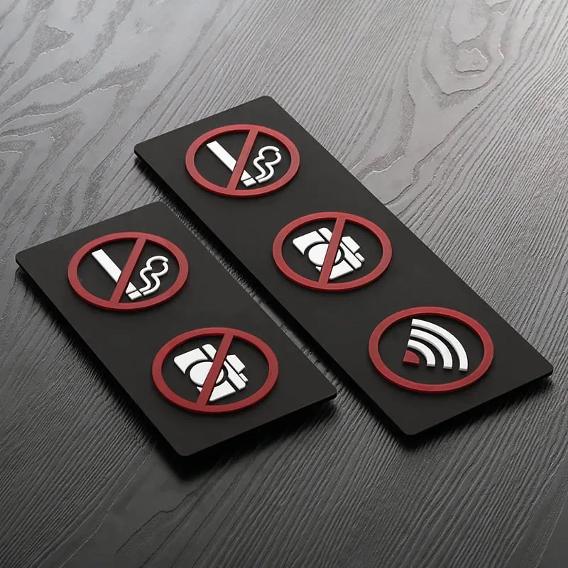 10cm Warning Sign WIFI Sign No Smoking Logo No Trespassing Warning Plaque Video Surveillance Public Shope Signage-3