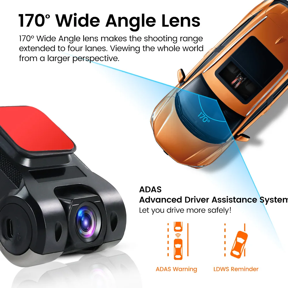 Car Android Navigator USB HD 1080P 170° DVR Driving Recorder Media Comes with ADAS Driving Assistance Function Recorder Night-5
