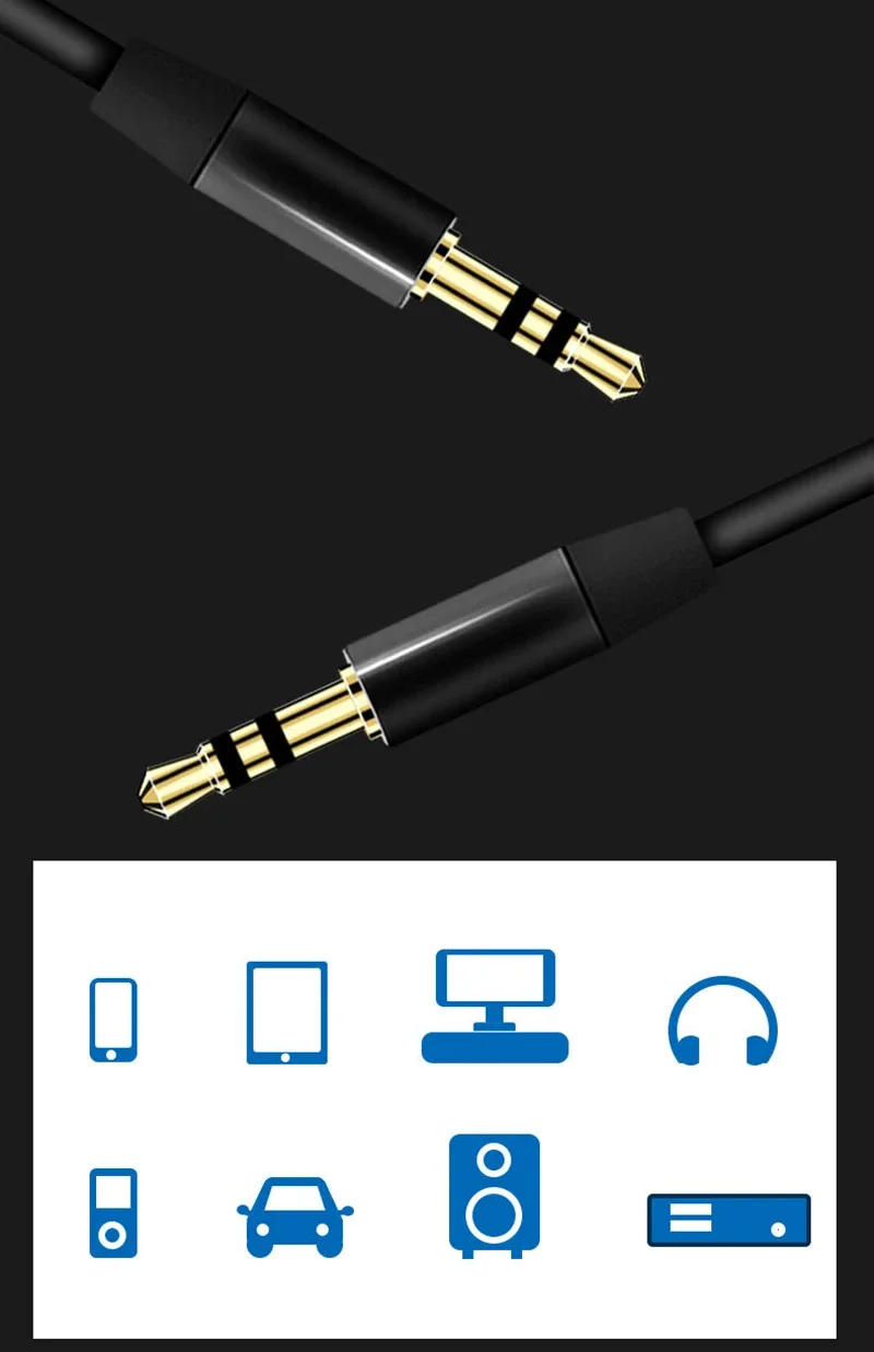 3.5mm Jack Audio Extension Cable Gold Plated 3.5 mm Male to 3.5mm Male Aux Cable for Car Xiaomi Headphone Speaker Auxiliary-6