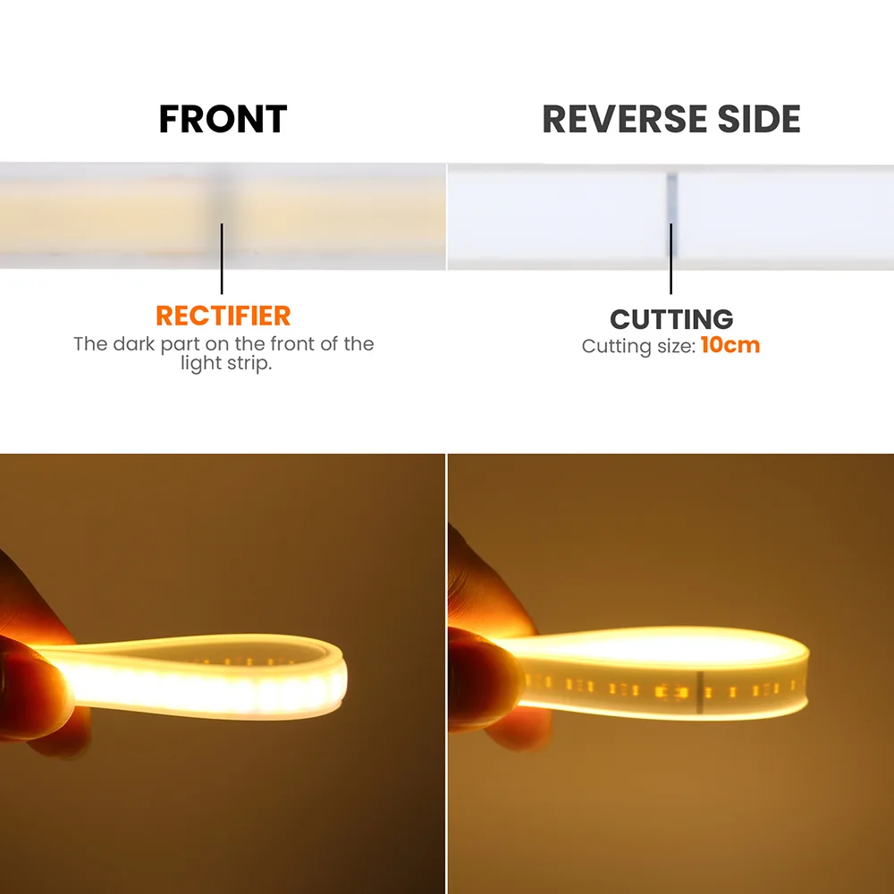 Dimmable COB LED Neon Strip Light with Adhesive Dimmer Power Plug 220V 230V 240LED Flexible Tape Lamp Waterproof Liner Lighting-4