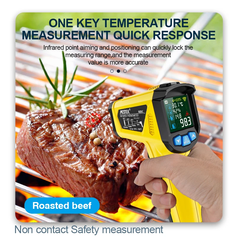 Digital Infrared Thermometer Industrial 400/800°C LCD Non-contact Pyrometer Kitchen Laser High Temperature Meter Humidity Meter-6