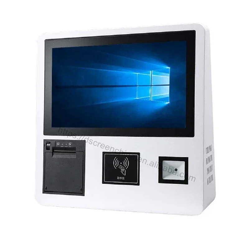 hot saleSmart Touch Screen 15.6 Inch Qr Code Scanner Kiosk Ticket Printing Self Service Order Pos System Payment Terminal-5