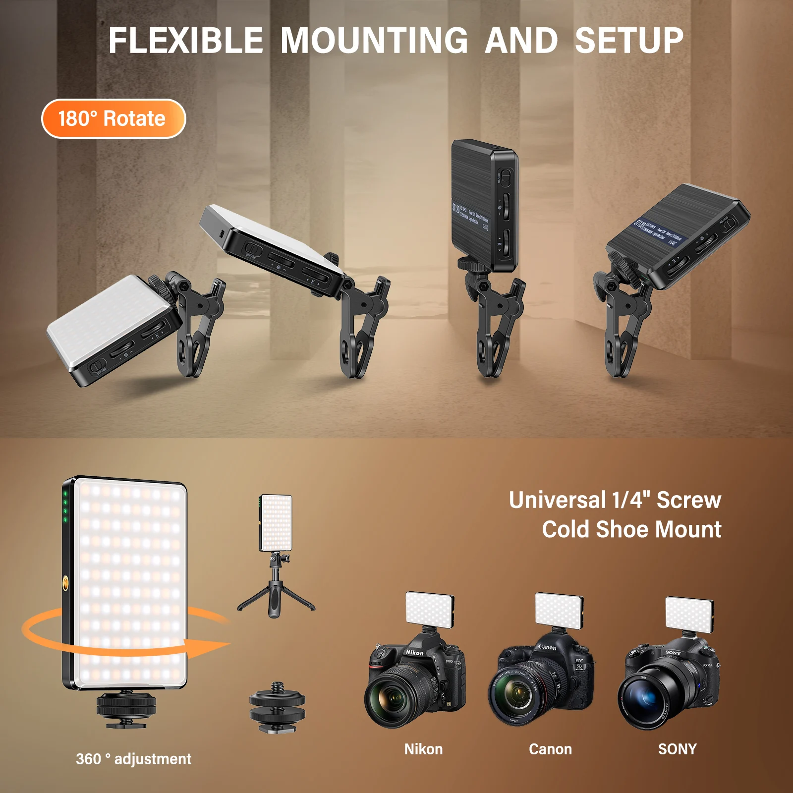 ST-120 LED Video Light Fill Light Rechargeable 3000 MAh Ajusted 3 Light Modes CRI95 Portable Mini Selfie Light 2500-9000K-4