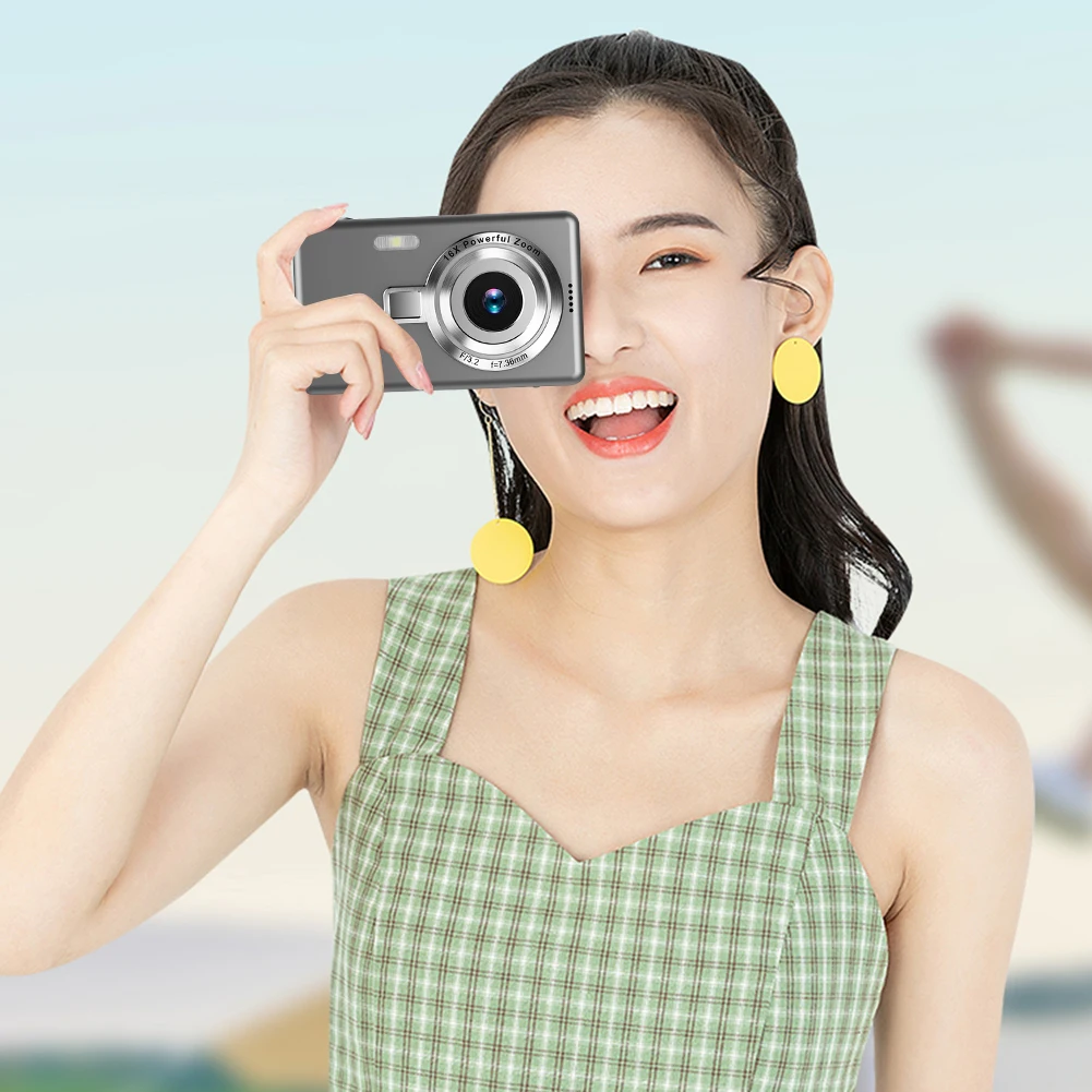 CCD 1080P Digital Camera 96MP Autofocus Vlogging Camera 16X Zoom Video Camcorder 2.4 Inch IPS Screen for Kid Adult Photography-3