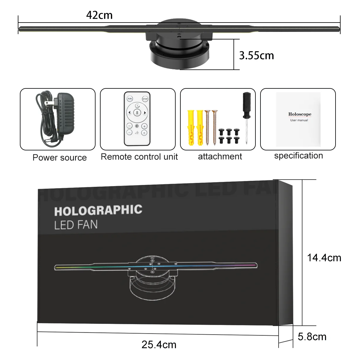 3D HD Hologram Fan Projector SD 42cm LED Sign Holographic Player support Image Video Shop Bar Party Advertising Display Light-5