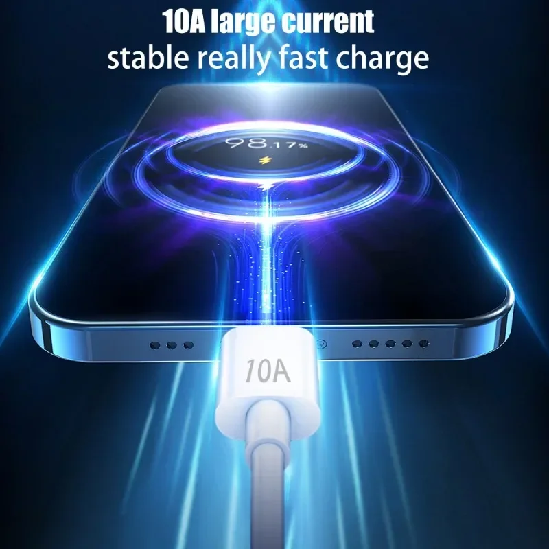 3/1PCS Quick Charging Cable 120W 10A USB A To Type C Fast Charger High-speed Data Transfer Wire Cords for Samsung Xiaomi Huawei-6