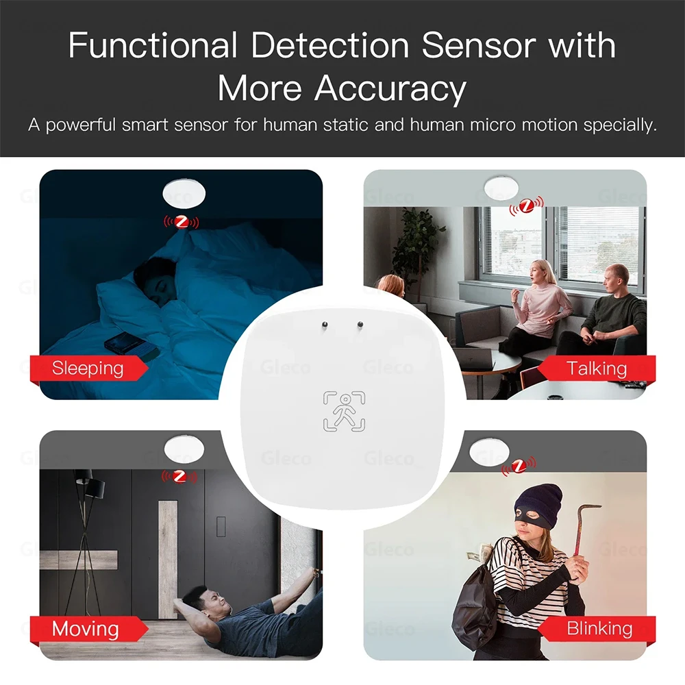 Smart Life ZigBee Wifi MmWave Human Presence Motion Sensor Detector With Luminance/Distance Detection Tuya Smart Home Automation-6