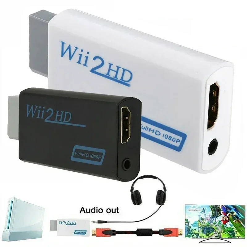Wii To HDMI-compatible Adapter Converter 3.5mm Audio For PC HDTV Monitor 1080P 720P Wii2 To HDMI WII2HDMI Converter Adapter-2