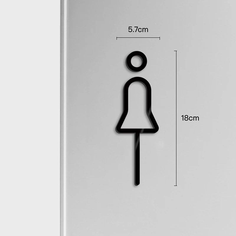 1Pair Acrylic WC Signs Shop Hotel 3D Men's Toilet Women's Toilet Wall Sticker Toilet Door Signage Wash Room Door Wall Label-6