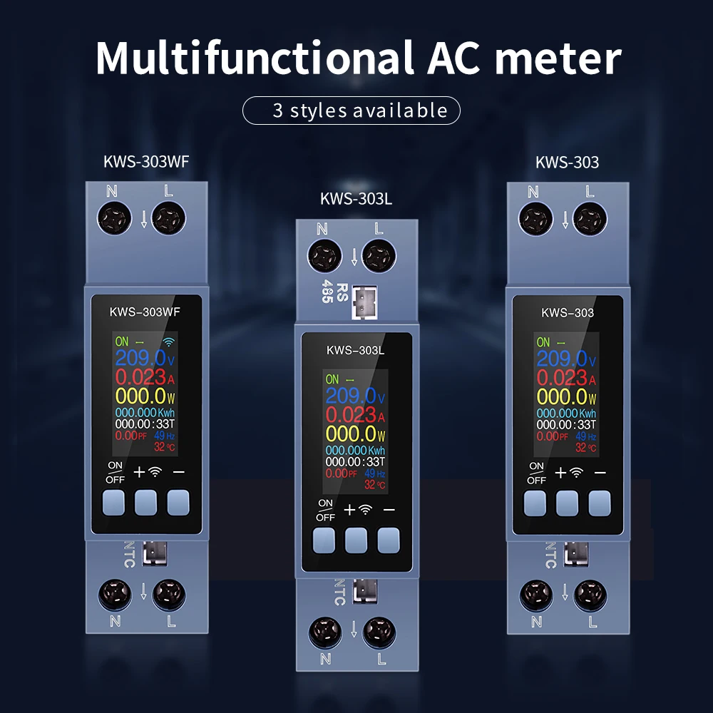 KWS-303 Tuya WiFi Power Meter Smart Switch 8 in1 Energy Meter 85-290V  AC Meter Timer Relay Voltage Current Electricity Meter-3