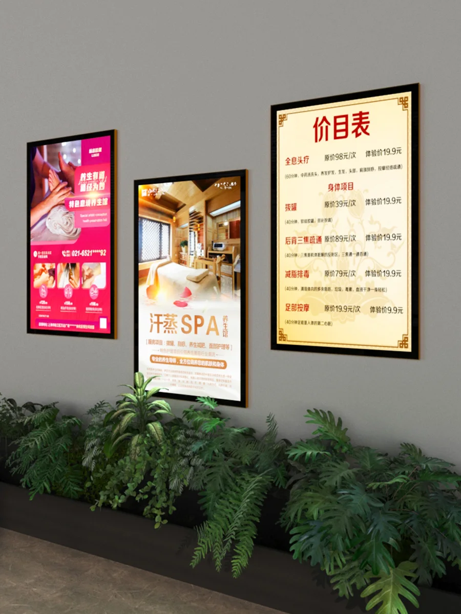 Aluminum Frame LED Signage Display Wall Mounted Magnetic Light Boxes-4