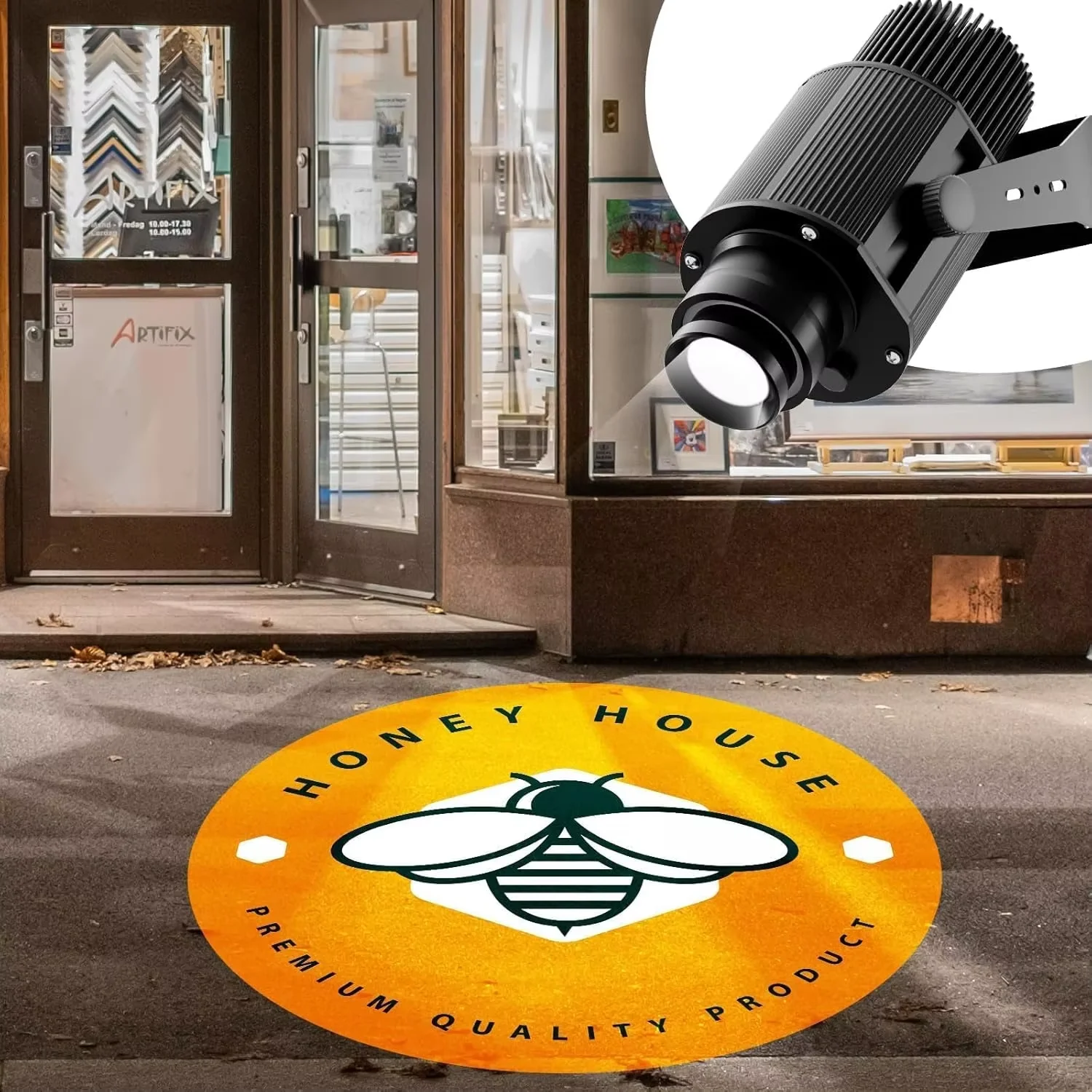 Custom Logo Projector Light Custom Logo Lamps Outdoor LED Rotating Customize Logo Spotlight for Commercial Shop Entrance Floor-2