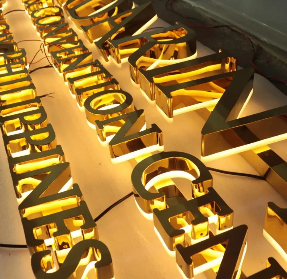 Custom 3d  letters Backlit Signs Business Logo Signage Led illuminated Metal Decor for wall Lighted up advertise Outdoor Salon-6