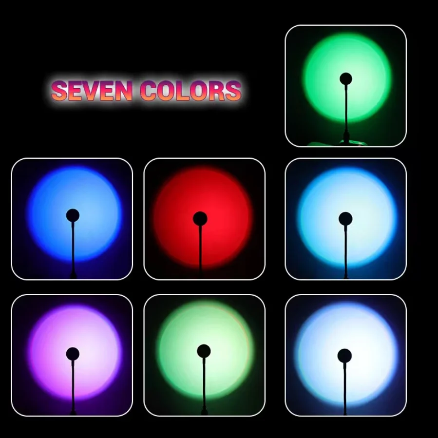 USB Sunset Lamp LED Rainbow Neon Night Light Projector Photography Wall Atmosphere Lighting for Bedroom Home Room Decor Gift-2