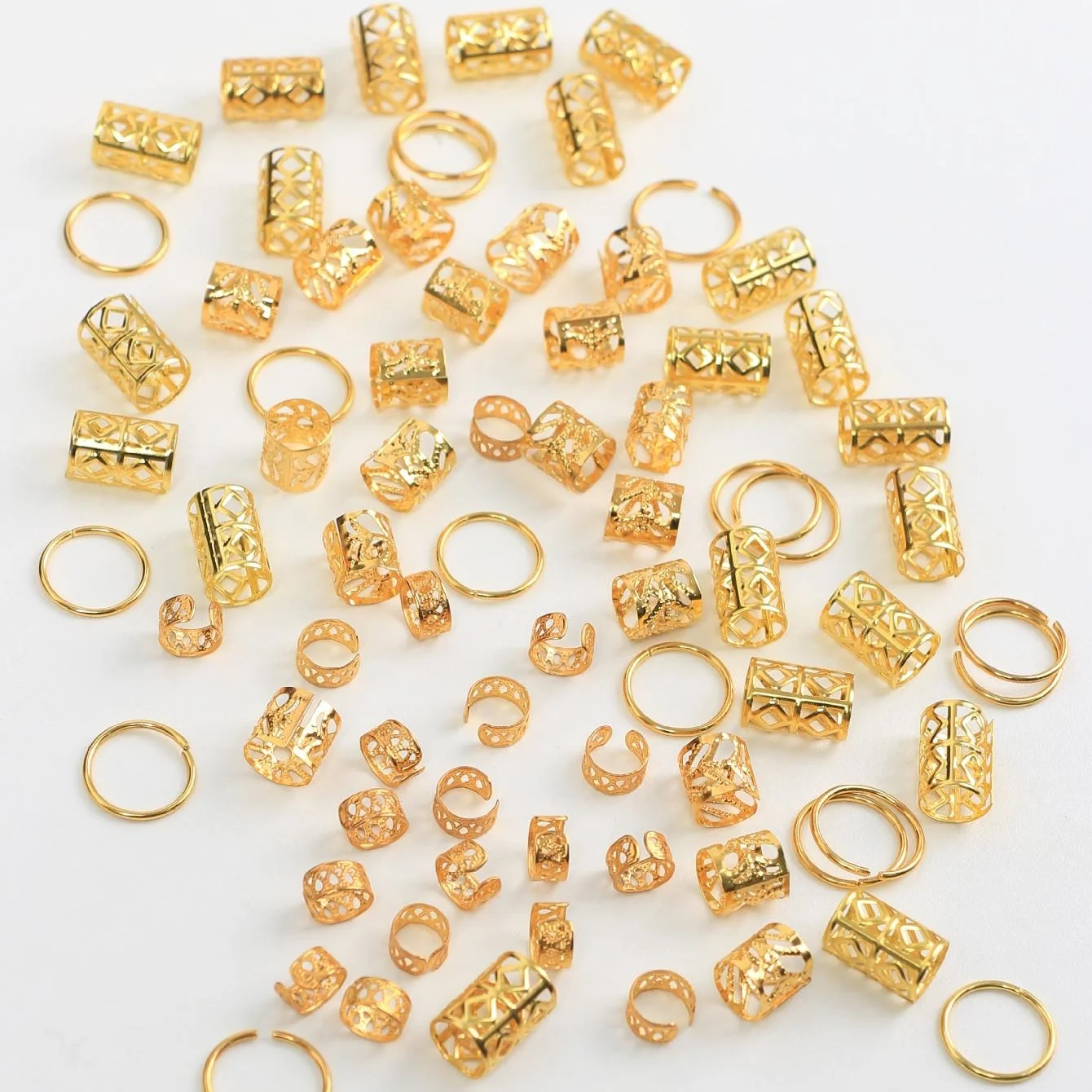 80pcs Dreadlock Hair Beads - Stylish Alloy Hair Accessories Loc Hair Jewelry for Braids for Girls and Women-2