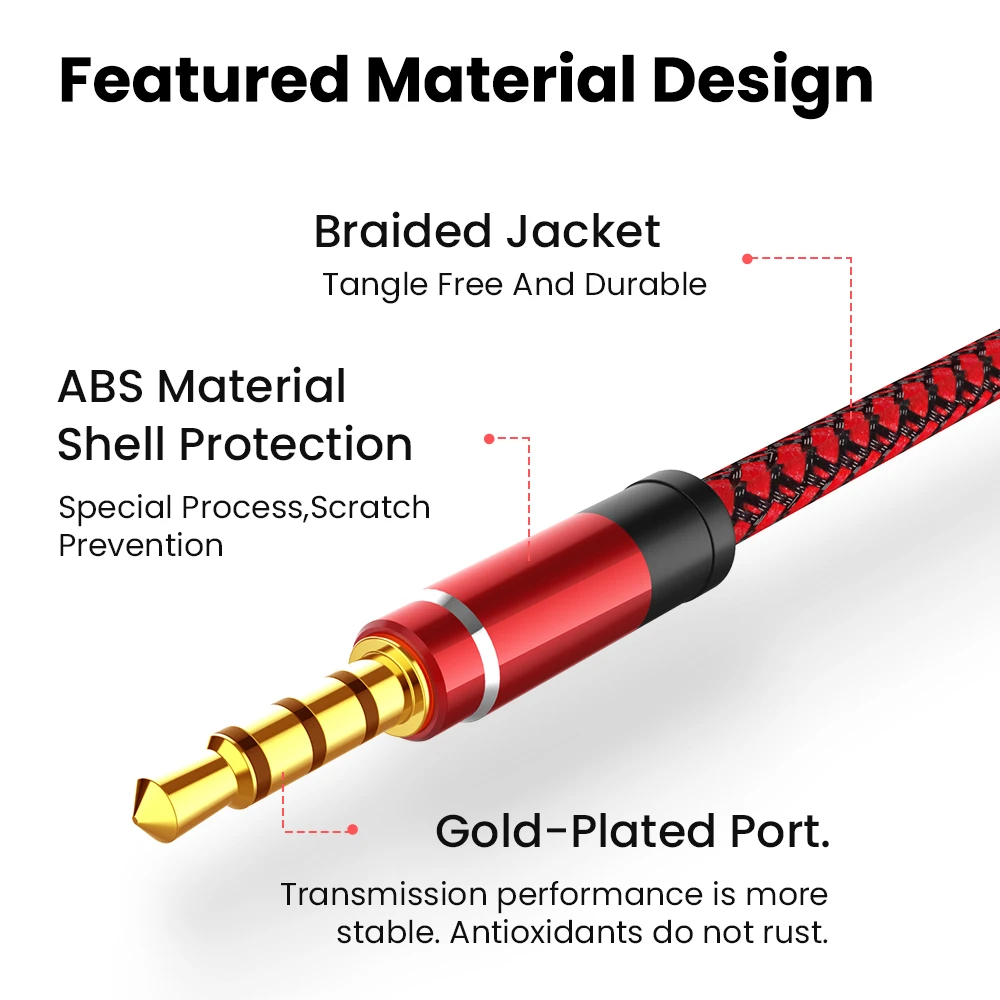 NNBILI 1.5M Jack 3.5mm Audio Cable Nylon Braid 3.5mm Car AUX Cable Headphone Extension Code for Phone MP3 Car Headset Speaker-5