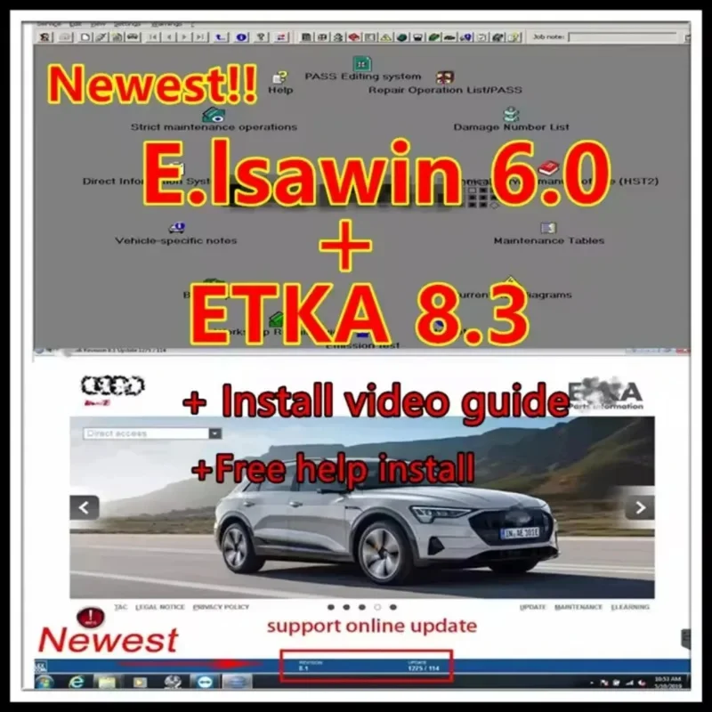 2025 elsawin 6.0 with etka 8.3 software Newest Repair Software Group Vehicles Electronic Parts Catalogue for A-udi for V-W A-6