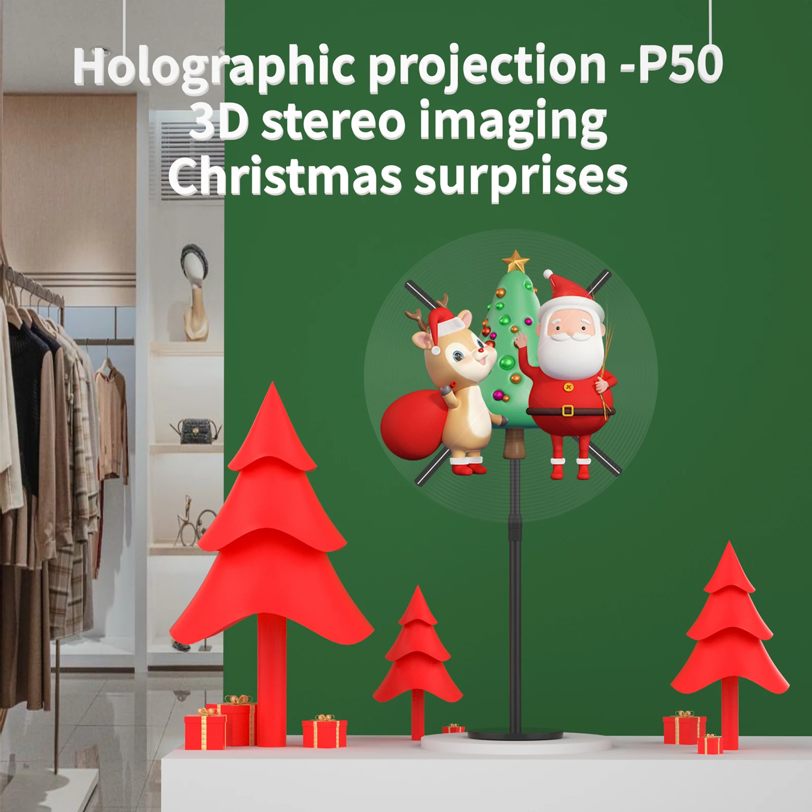 Holographic fan 3D advertising machine Neon light Smart HD player Support video picture app upload signage holographic light-3