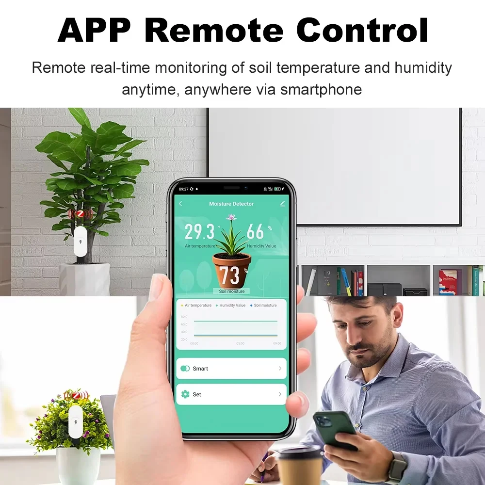 Zigbee Soil Temperature And Humidity Tester App Remote Monitoring Thermo Meter Hygrometer Garden Automation Irrigation Detector-2