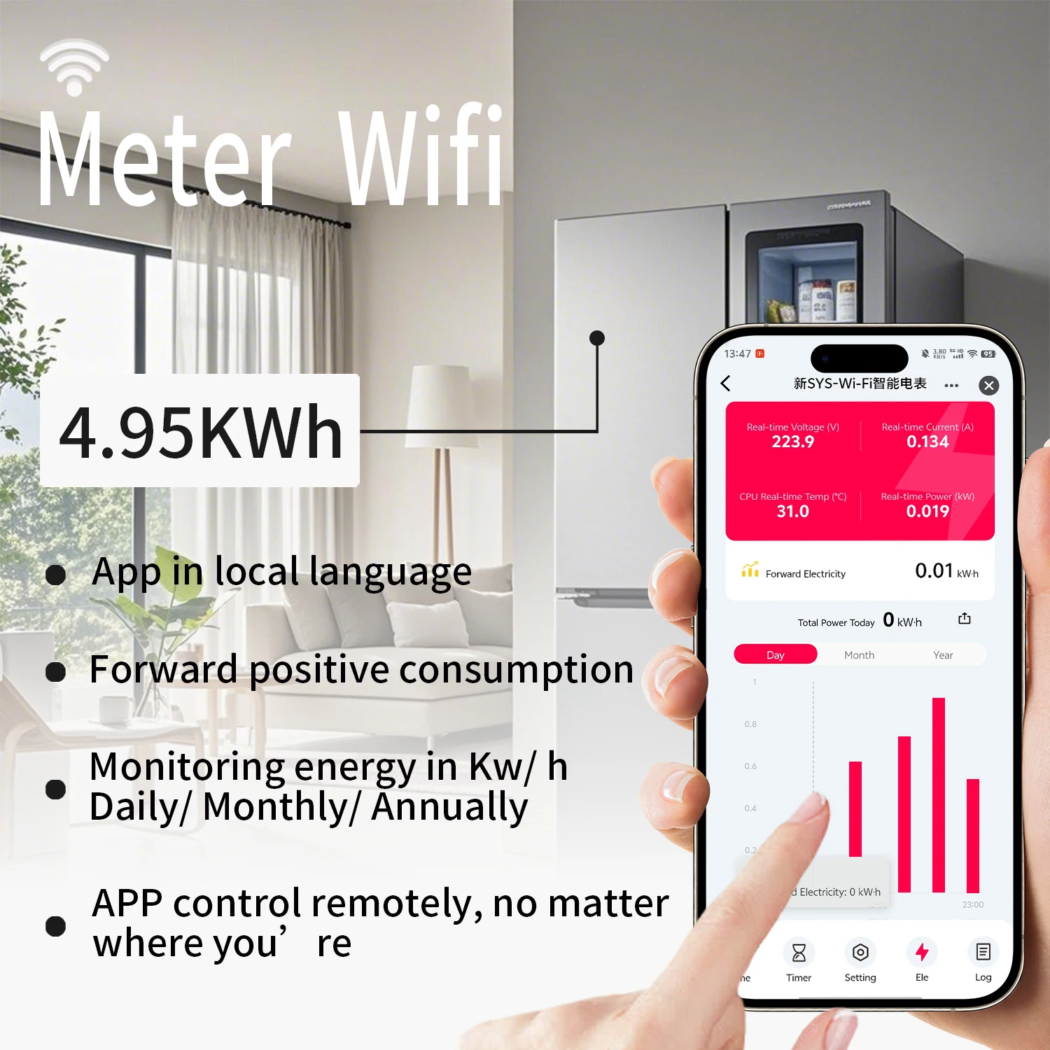 1P 50A Tuya WIFI Smart Switch Circuit Breaker LCD Energy Meter KWh Power Metering Timer Relay Remote Control Smart Life APP-3