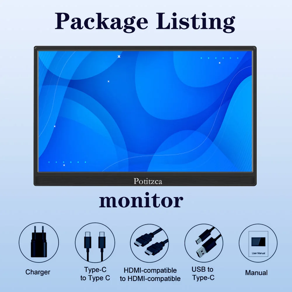 Touchscreen Portable Monitor 16/15.6/14 Inch FULL HD LCD Display IPS Panel Laptop Monitor for PC/Raspberry Pi/Laptop/PS3/4/Xbox-6