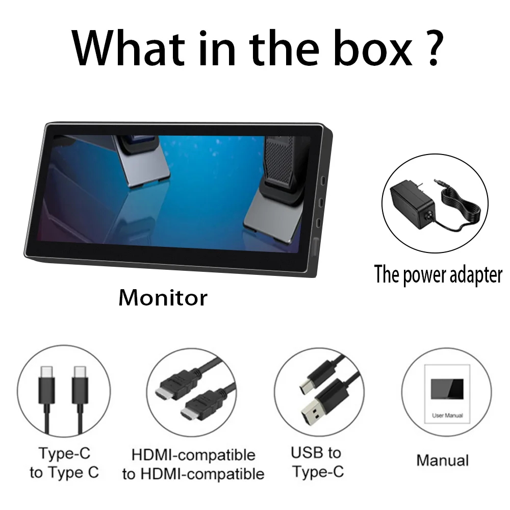 Touchscreen 10.3 Inch Portable Monitor 1920*720 Long Bar Monitor IPS Dual Speakers HDMI Type-C for Mac Laptop, PC,Switch, Phone-6