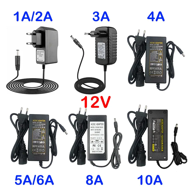 AC DC 220V to 12V Switching Power Supply Adapter AC to DC 12V 1A 2A 3A 4A 5A 6A 8A 10A Transformer Led 12 V Power Supply SMPS