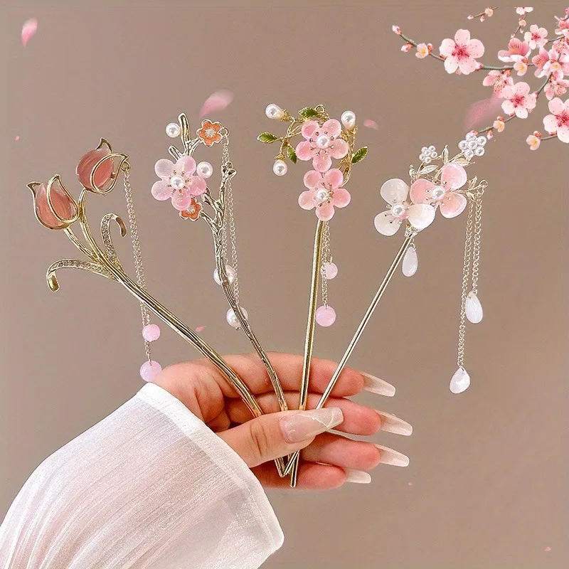 1pc Romantic Chinese Style Hair Accessory Alloy Jewelry Women's Hair Needle Suitable for Daily Wear Gifts Girls Fashion Hairpin-3