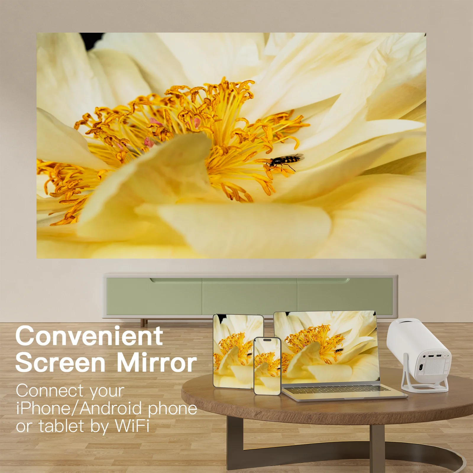 Salange S40 Smart Projector Digital Android11 Support 4K 1080P WiFi6 BT5.4 Allwinner H713 1280*720P Auto Keystone Pocket Beamer-6