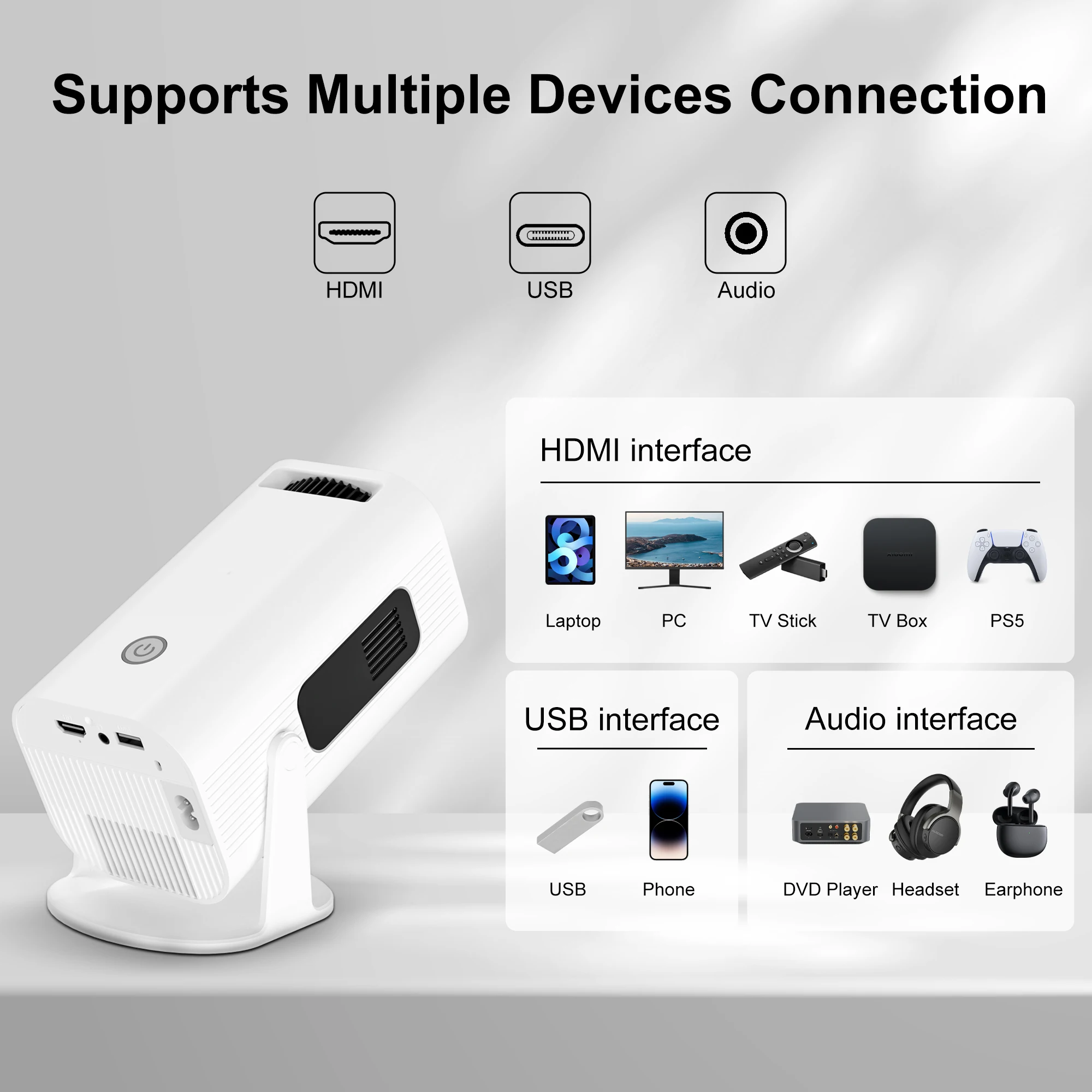 Salange P330W Mini Projetor Android 11 280 ANSI 4K 8K 1080P Wifi6 BT5.0 Home Cinema Portable Projector Android/IOS Video Theater-4