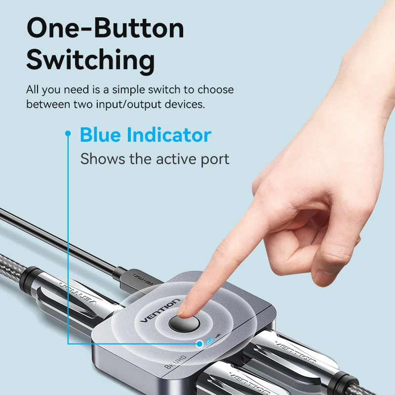 Vention HDMI 2.1 Splitter 8K 60Hz 4K120Hz Bi-Direction 2 in 1 out for TV Xiaomi Xbox PS4 5 HDMI-compatible Monitor HDMI Switcher-5