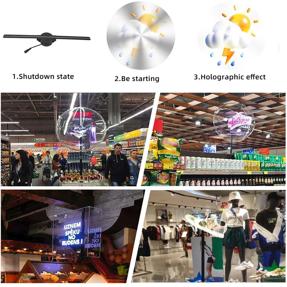 3D Hologram Fan 42CM WiFi 3D Holographic Projector Advertising Display Light HD Holographic Projector for Stores Bars Party Xmas-3