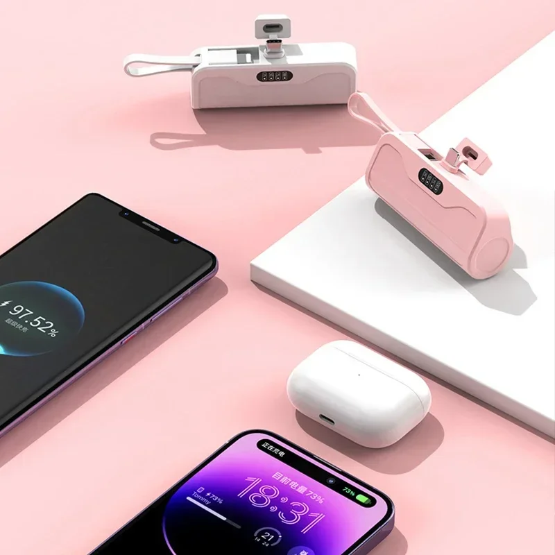 Mini Power Bank 10000mAh Capsule Large Capacity Portable Fast Charging External Battery for IPhone Xiaomi 2 IN1 Type-c Lightning-3
