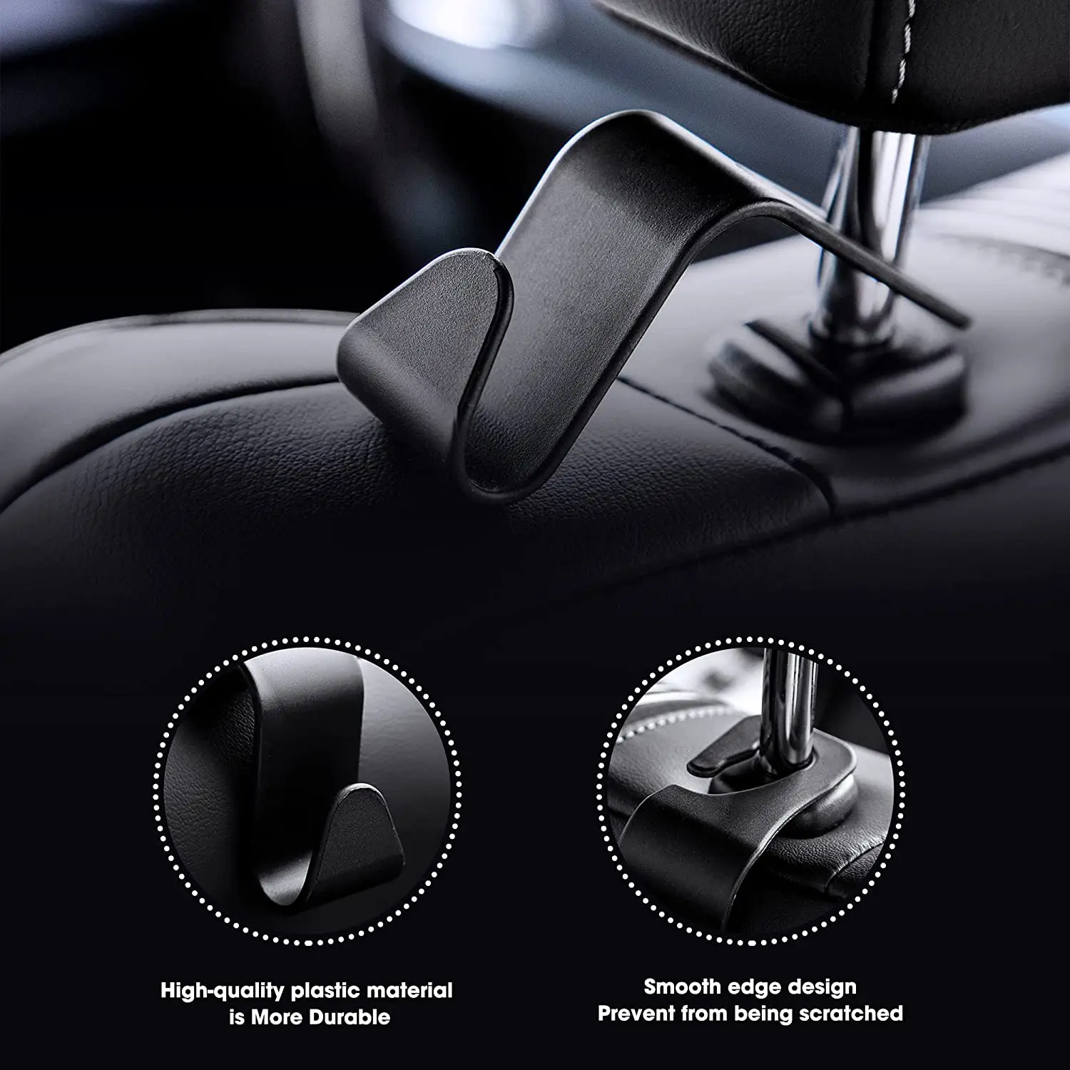 4Pack Hooks for Bags Car Clips Front Seat Headrest Organizer Holder Auto Fastener Hangers Car Storage Interior Accessories-2