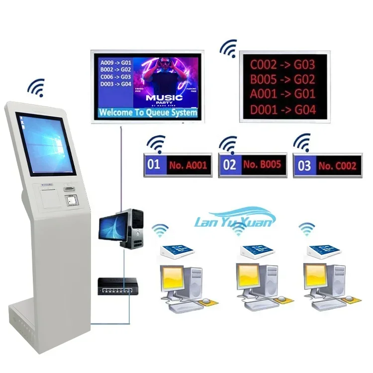 Ticket issuing kiosk queue management Wired type queue calling system for hospital clinic use-2