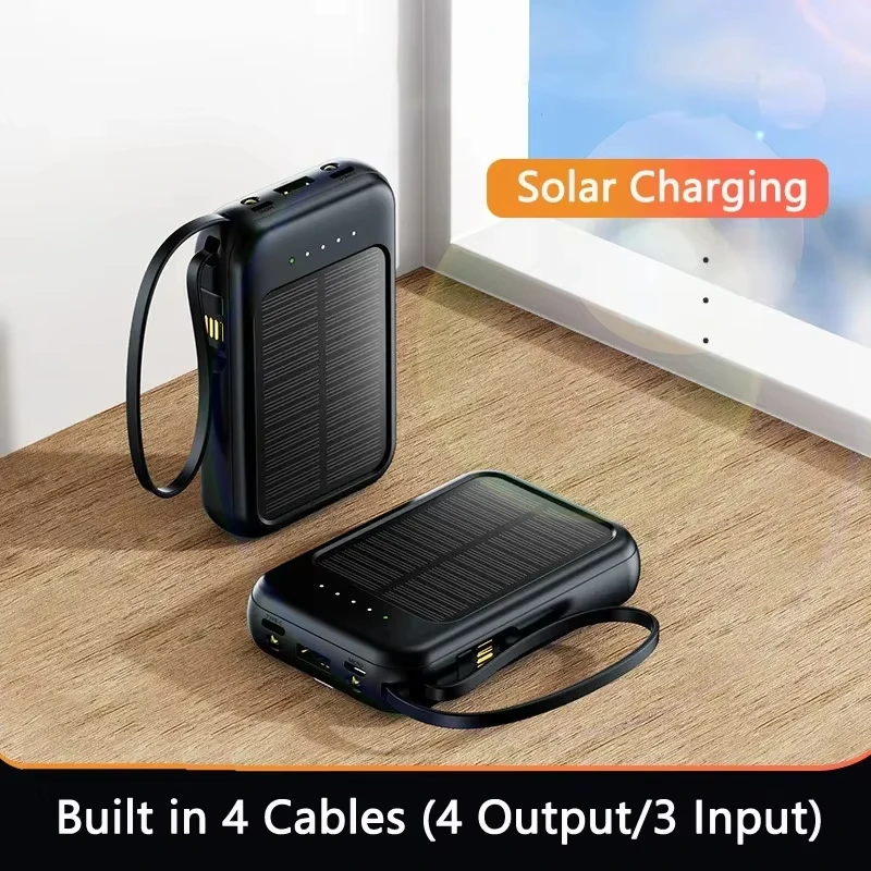 Xiaomi 50000mAh High Capacity Solar Power Bank Built Cables Solar Charger 2 USB Ports External Charger Powerbank LED Light NEW-4