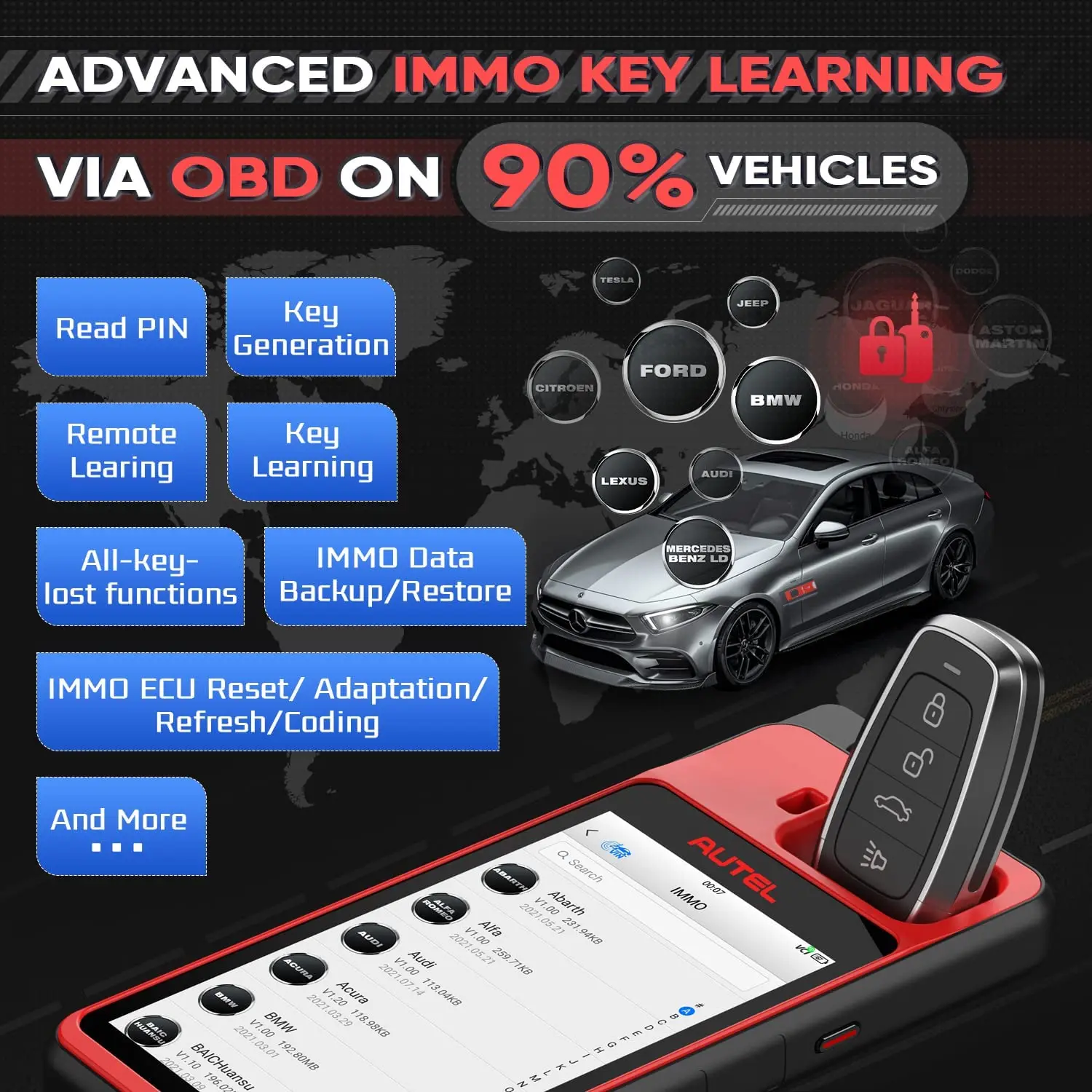 Autel MaxiIM KM100 Key Fob Programming Immobilizer Tool 2PCS Autel IKEY for 60s Key Generation OBD IMMO Key Learning on 99% Car-2