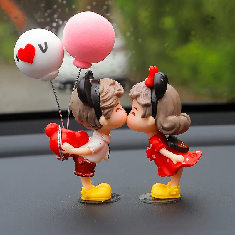 Car Accessories Cute Cartoon Couples Action Figure Figurines Balloon Ornament Auto Interior Dashboard for Girls Gifts Drop-6