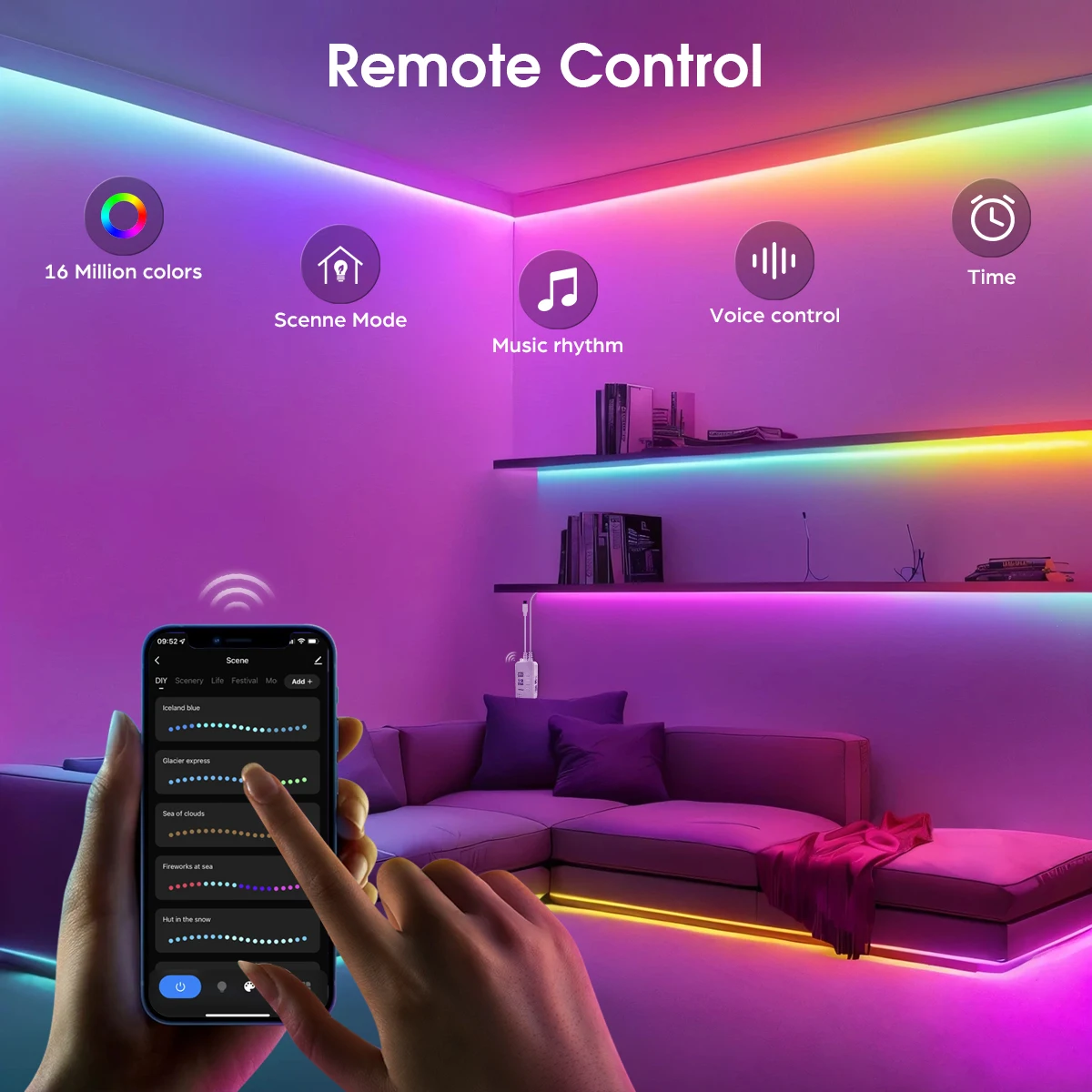 Tuya Smart WIFI RGBIC COB LED Strip Light Tape Addressable WS2811 IC Flexible RGB Neon LED Light 12V APPControl for Alexa Google-6
