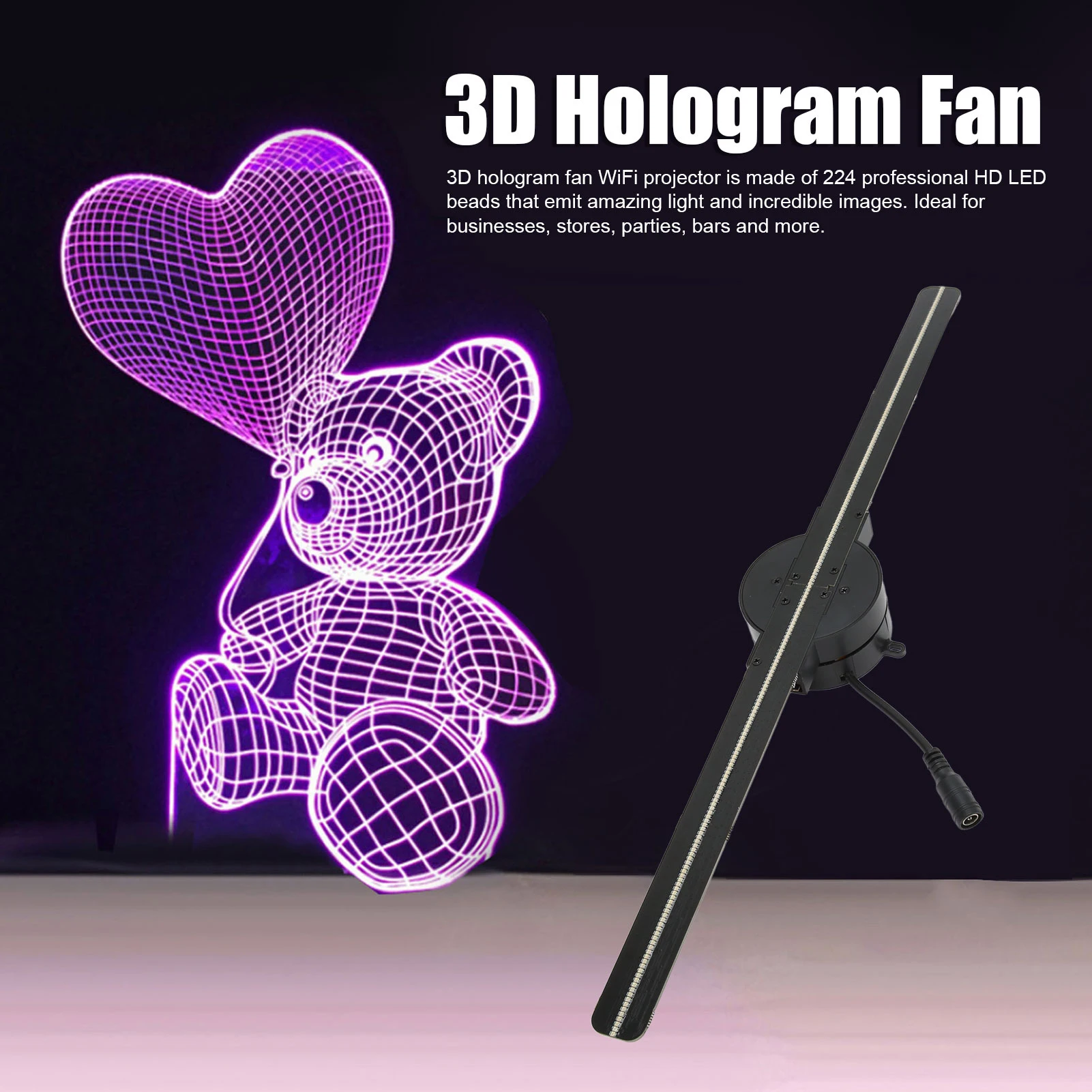 3D Hologram Fan 16.5in 2000x224 WiFi 3D Projector with 224 LED Light Beads for Business Store Advertising-6