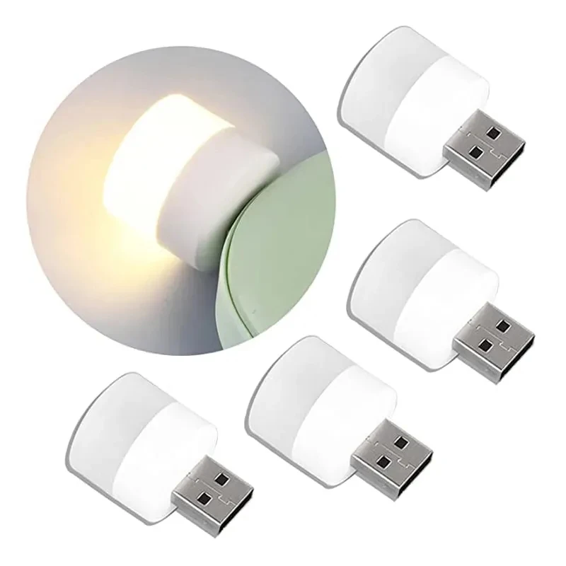 1-10Pcs Mini USB Night Light Warm White Eye Protection Book Reading Light USB Plug Computer Mobile Power Charging LED Night Lamp-3