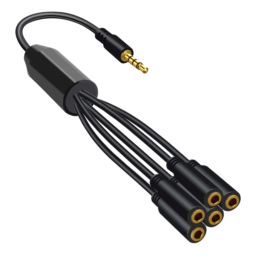 3.5mm Earpphone Spliter Audeo Jack Extender 1 To 6 Ports Aux Cable Earphone Mic Audio Adapter For Phone Headset Splitter Cable-6
