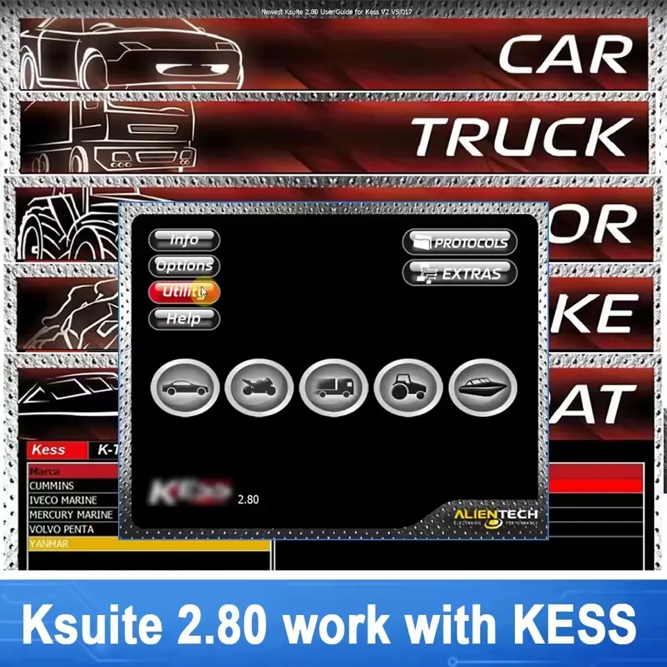 Ksuite 2.8' ECU Programmer Tool Auto Diagnostic Software for Car Truck Bike Tractor Boat - Fix RSA Error KESS V2 V5.017 2025 Hot-3