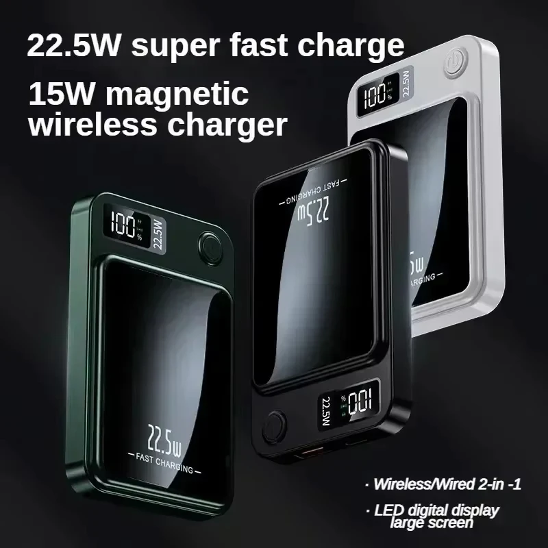 New 100000mah Capacity Power Bank Magnetic Wireless 22.5w Ultra Super Fast Charging Powerbank For Iphone Samsung Huawei Xiaomi-6