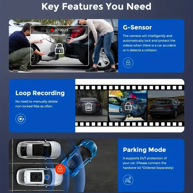 WIFI APP Control Car Dvr 3 Channel 1080P Dash Cam for Cars Front and Rear View Recorder Video Car Camera for Car Assecories-6