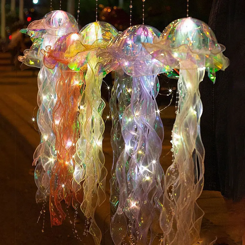 Jellyfish Night Light Lamp Portable Flower Lamp Girl Room Atmosphere Decoration Lamp, Bedroom Night Lamp, Home Decoration-2