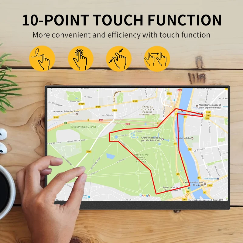 HGFRTEE 16inch Touch Portable Monitor 16:10 96%sRGB 350Cd/m² Second Screen For Laptop With Holder Stand Type-C HDMI-Compatible-4